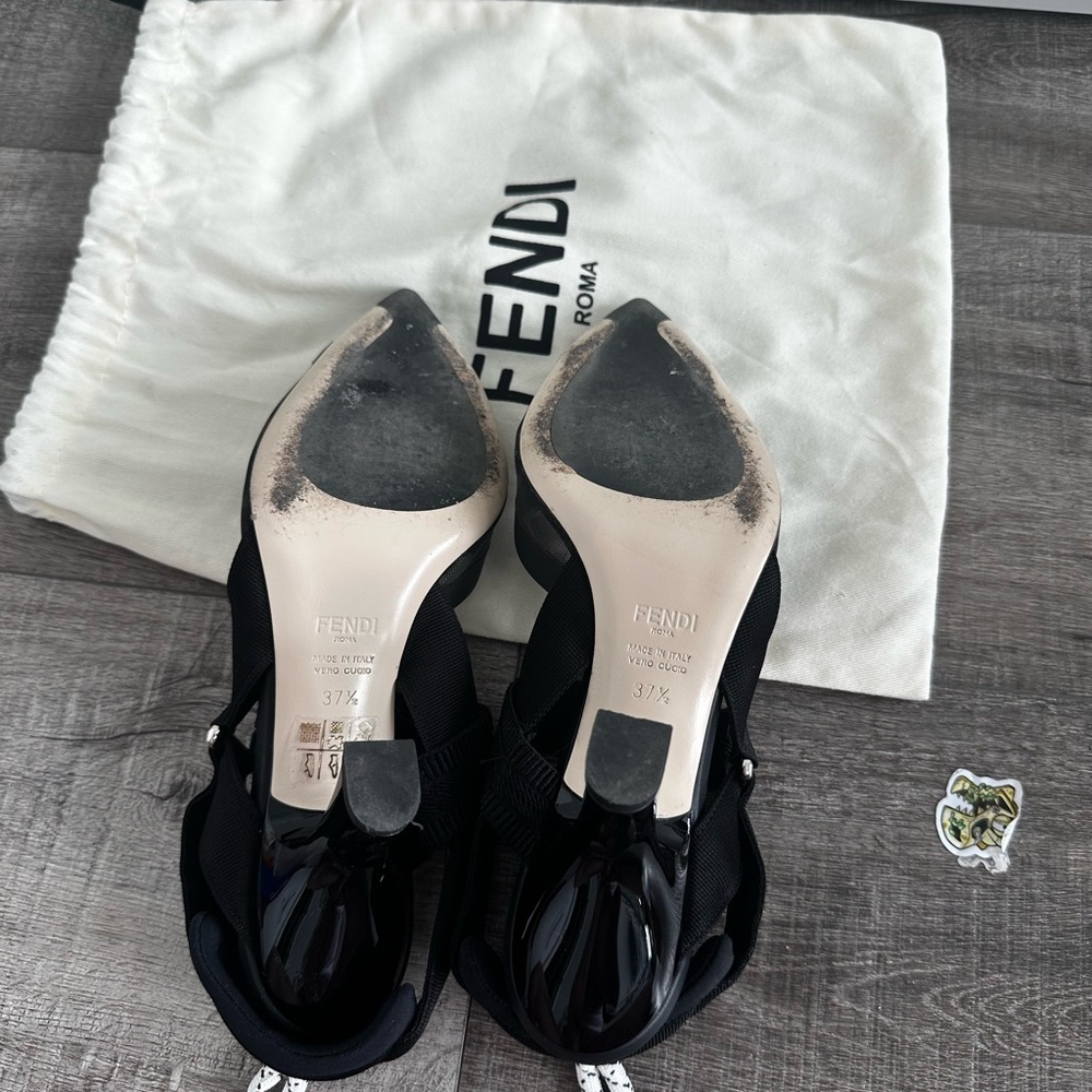 Fendi Women's Black Colibri Slingbacks Mesh Heels - Picture 6 of 8